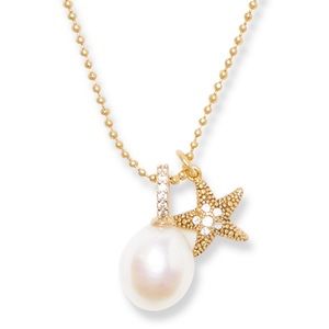 Kate Spade Cubic Zirconia Starfish & Freshwater Pearl (9mm) Pendant Necklace